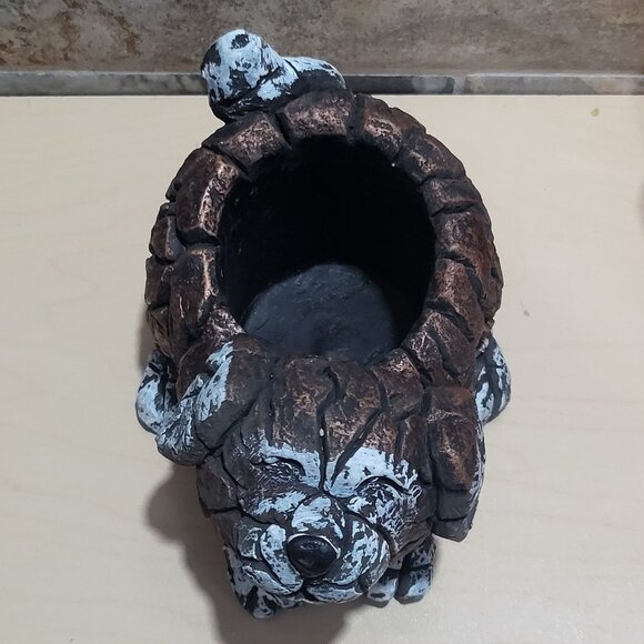 Dog Planter Distressed Stone Effect Finish Succulent Flowerpot Small Cement Anim - Picture 3 of 13